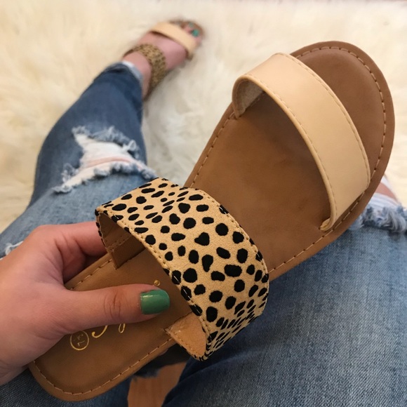 Cleo Double Banded Leopard Sandals - Picture 12 of 13